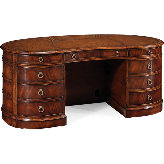 001 SR-846068 | Additional Silo | Buckingham Pedestal Desk by Jonathan Charles in medium antique mahogany. Made from acacia in a traditional style.