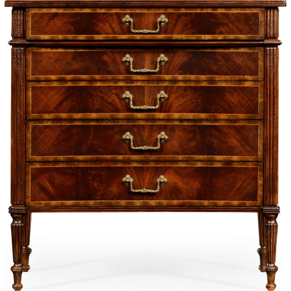 Buckingham Mahogany Chest of Drawers by Jonathan Charles in brown and medium antique mahogany. Made from acacia in a traditional style.