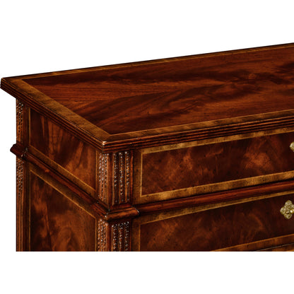 Buckingham Mahogany Chest of Drawers by Jonathan Charles in brown and medium antique mahogany. Made from acacia in a traditional style.