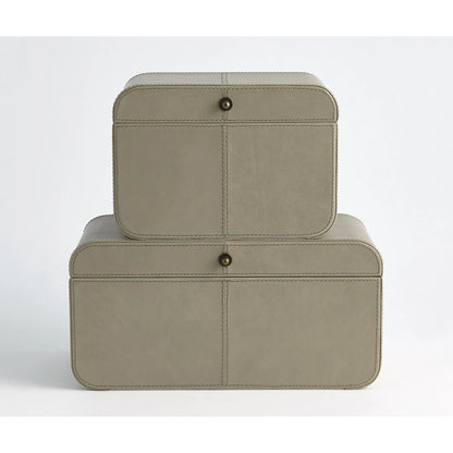 Curved Corner Box by Global Views. Made from mdf, leather, polysuede lining in a eclectic & global style.