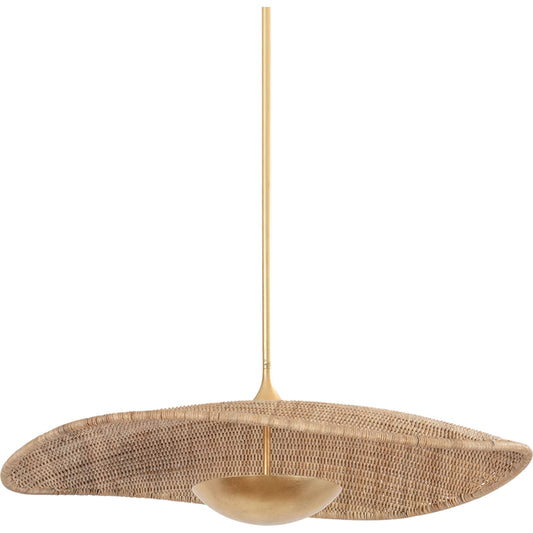 Shiloh Pendant by Hudson Valley in vintage gold leaf. Made from natural woven in a unique style.