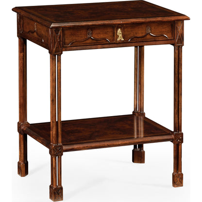 Buckingham Chippendale Gothic Side Table by Jonathan Charles in dark american crotch walnut. Made from acacia in a traditional style.