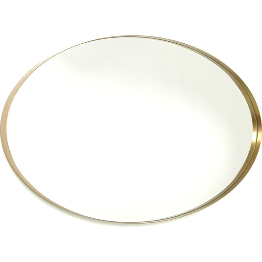 Elongated Oval Mirror by Global Views in nickel. Made from unique in a transitional style.