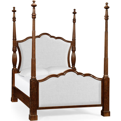 Versailles Mahogany King Poster Bed by Jonathan Charles in brown and medium antique mahogany. Made from mahogany in a traditional style.
