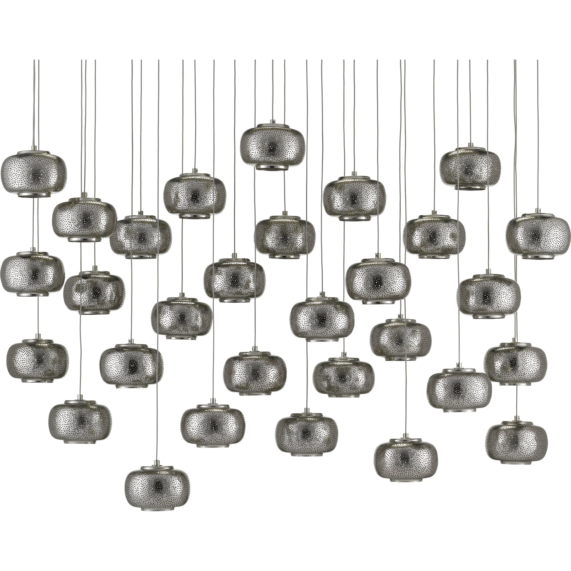 Pepper Linear Pendant by Currey and Company in painted silver, nickel. Made from metal in a modern style.