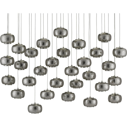 Pepper Linear Pendant by Currey and Company in painted silver, nickel. Made from metal in a modern style.