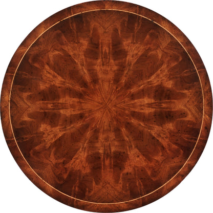 Buckingham Round Mahogany Side Table by Jonathan Charles in brown and light antique mahogany. Made from acacia in a traditional style.