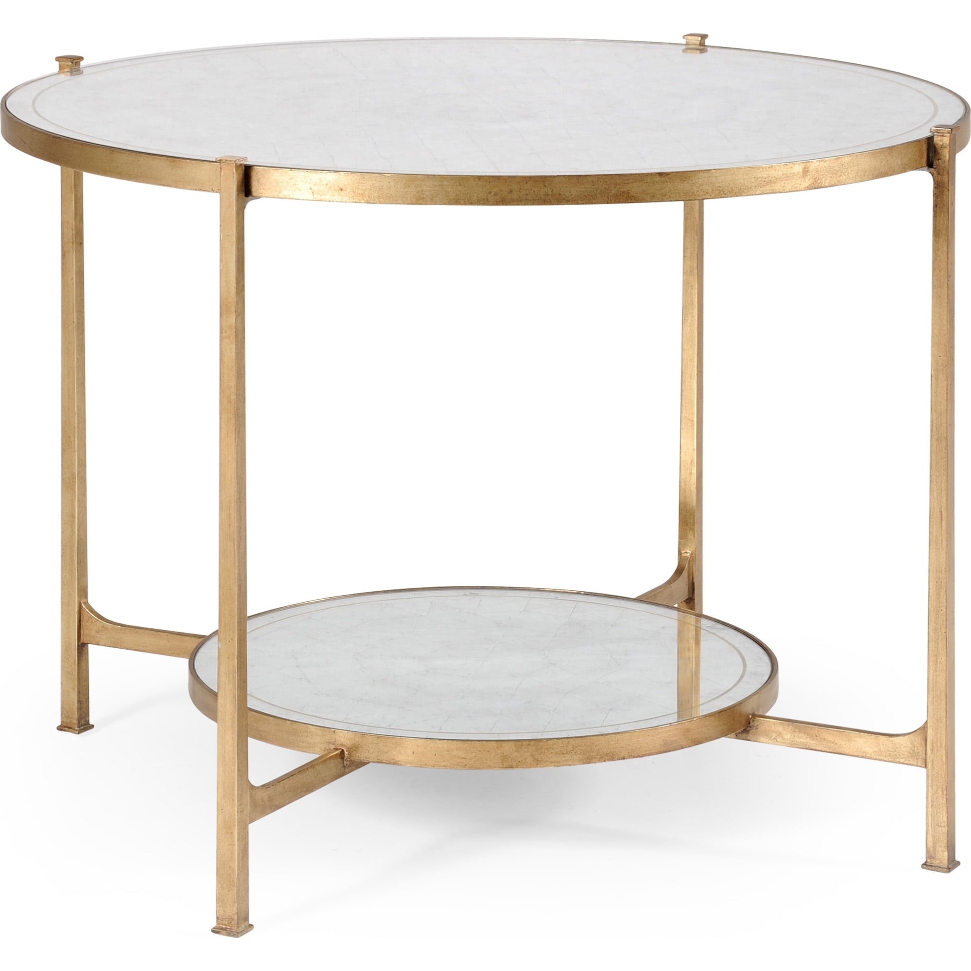 Luxe Transitional Center Table by Jonathan Charles in gold and gilded iron. Made from iron in a transitional style.