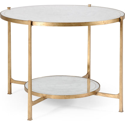 Luxe Transitional Center Table by Jonathan Charles in gold and gilded iron. Made from iron in a transitional style.