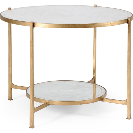 Luxe Transitional Center Table by Jonathan Charles in gold and gilded iron. Made from iron in a transitional style.