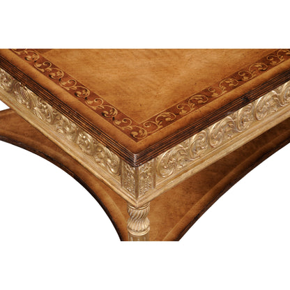 Versailles Louis Xiv Style Rectangular Coffee Table by Jonathan Charles in gold and light antique gold-leaf. Made from acacia in a traditional style.