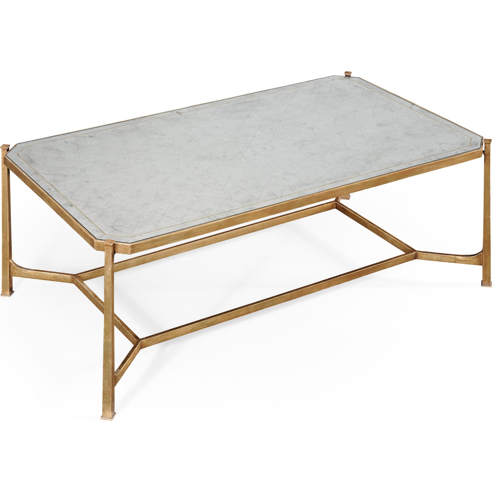 Luxe Cocktail Table by Jonathan Charles in gold and gilded iron. Made from iron in a modern style.