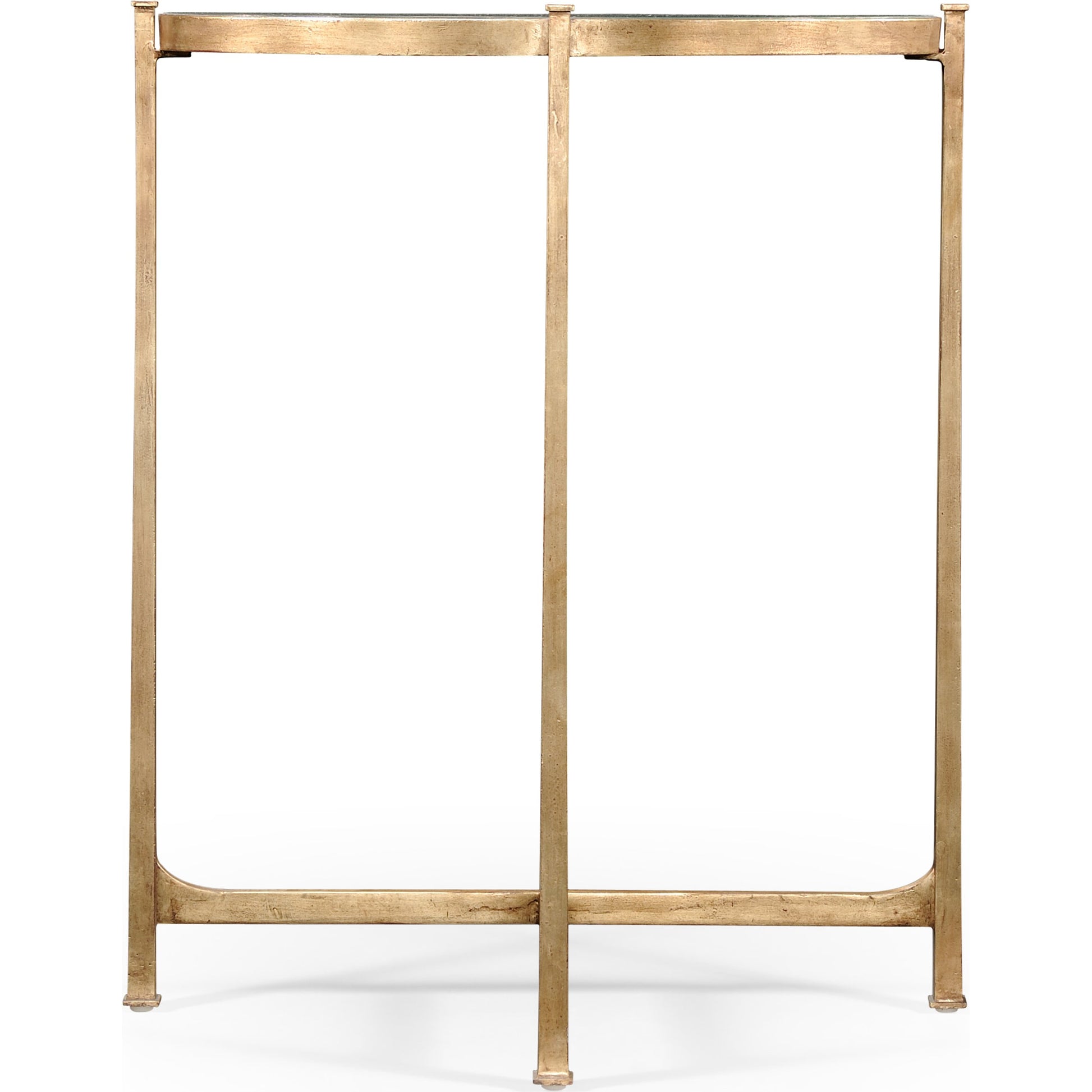 Luxe Large Half Moon Console Table by Jonathan Charles in gold and gilded iron. Made from iron in a transitional style.