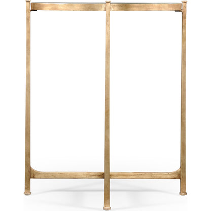 Luxe Large Half Moon Console Table by Jonathan Charles in gold and gilded iron. Made from iron in a transitional style.