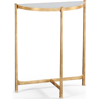 Luxe Large Half Moon Console Table by Jonathan Charles in gold and gilded iron. Made from iron in a transitional style.