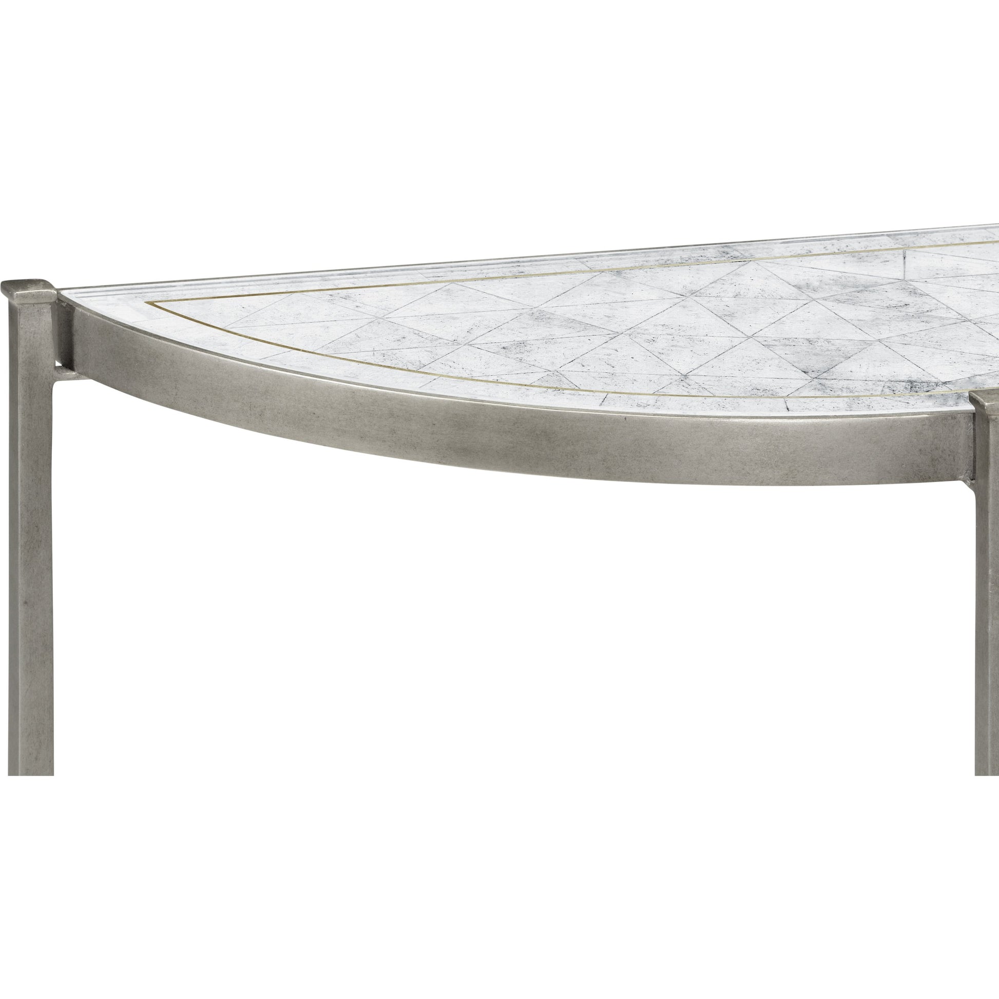 Luxe Large Half Moon Console Table by Jonathan Charles in gold and gilded iron. Made from iron in a transitional style.