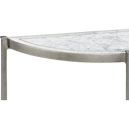Luxe Large Half Moon Console Table by Jonathan Charles in gold and gilded iron. Made from iron in a transitional style.