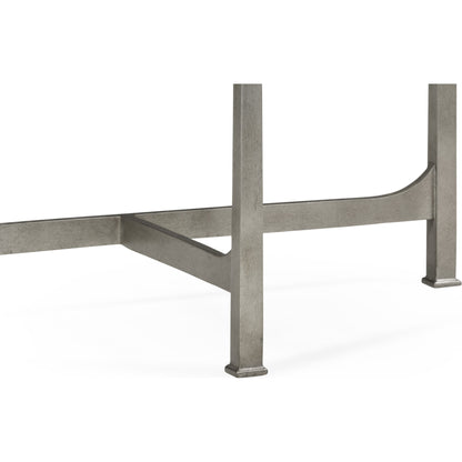 Luxe Large Half Moon Console Table by Jonathan Charles in gold and gilded iron. Made from iron in a transitional style.