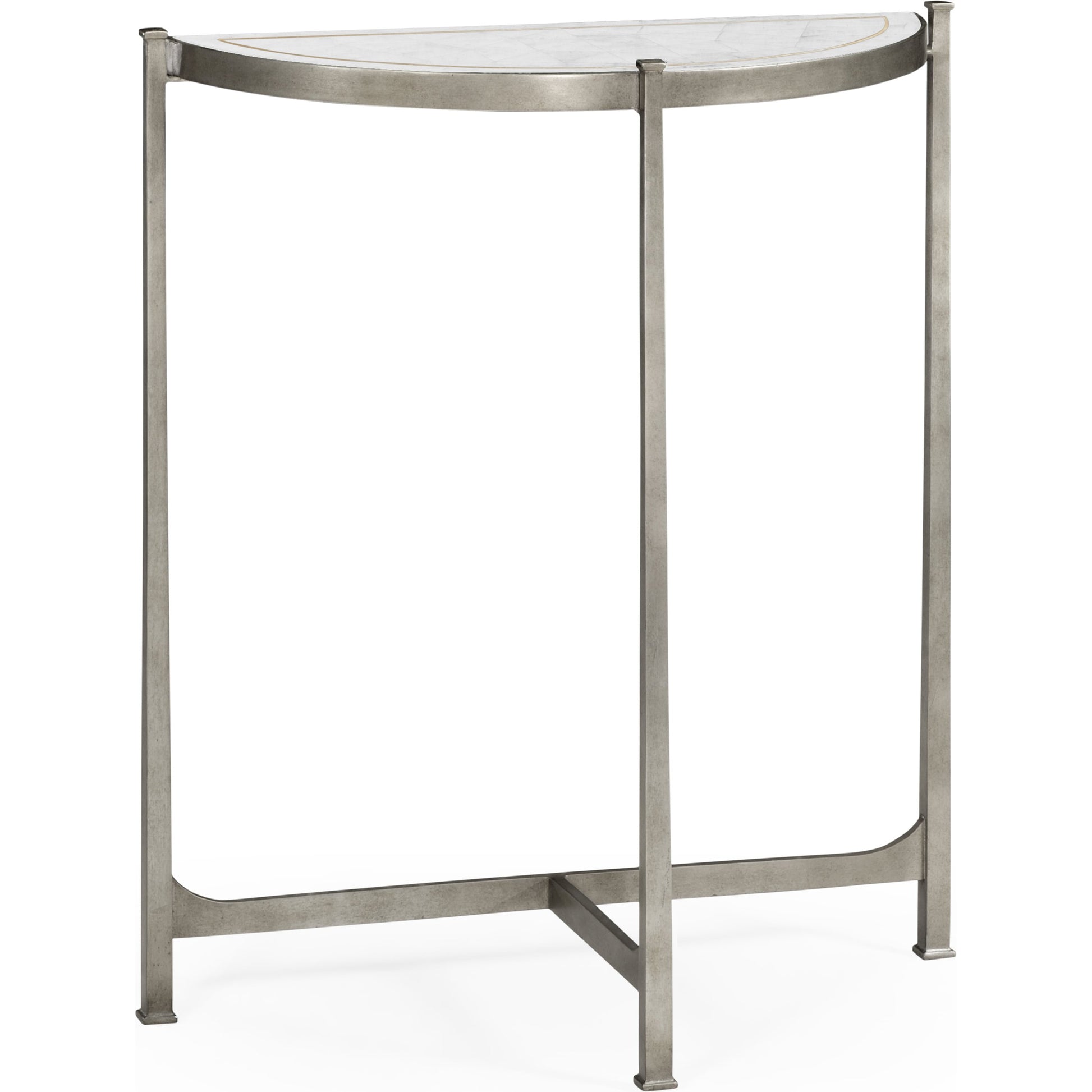 Luxe Large Half Moon Console Table by Jonathan Charles in gold and gilded iron. Made from iron in a transitional style.