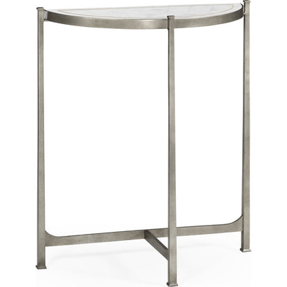Luxe Large Half Moon Console Table by Jonathan Charles in gold and gilded iron. Made from iron in a transitional style.