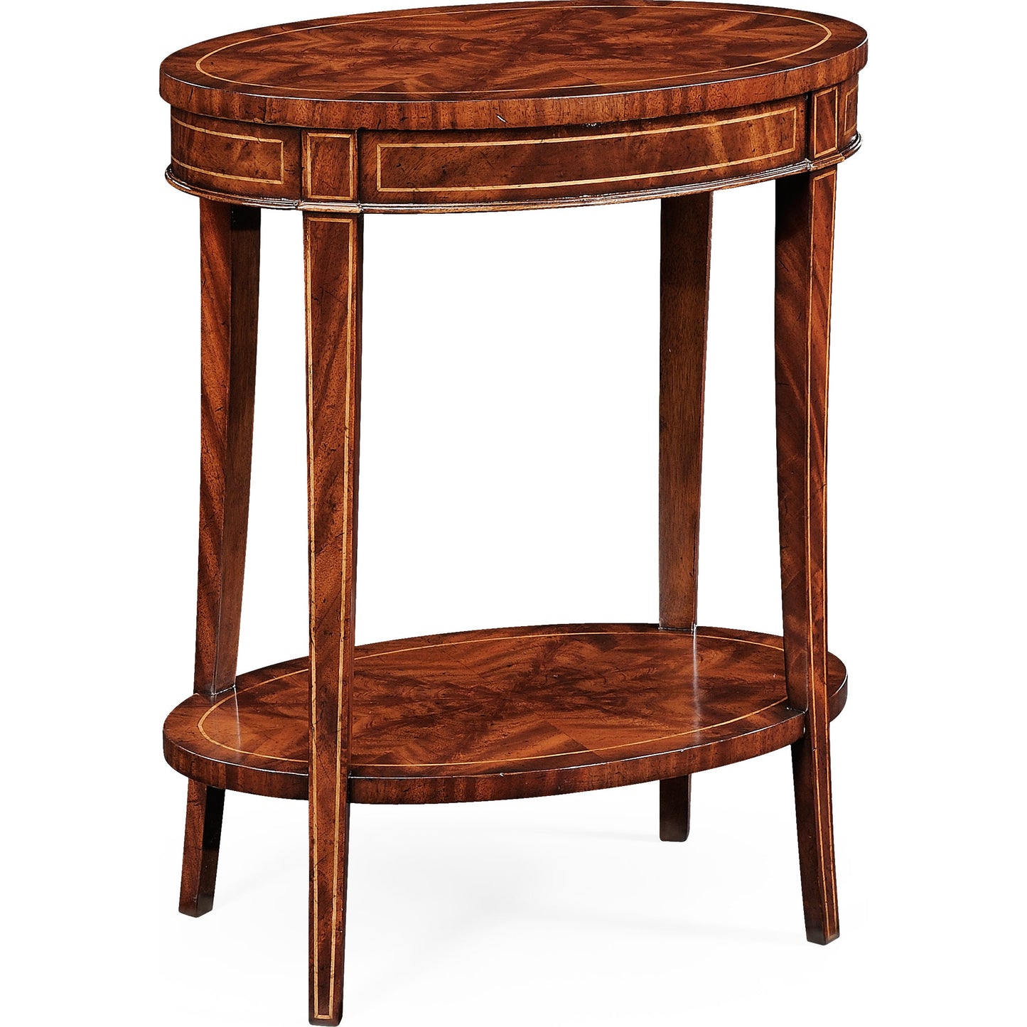 001 SR-846073 | Additional Silo | Sherwood Oak Mahogany Oval Lamp Table by Jonathan Charles in brown and light antique mahogany. Made from acacia in a traditional style.
