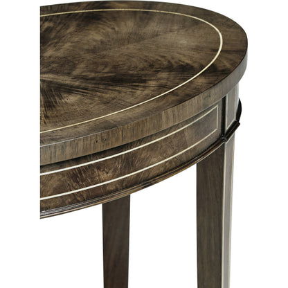 Sherwood Oak Mahogany Oval Lamp Table by Jonathan Charles in brown and light antique mahogany. Made from acacia in a traditional style.