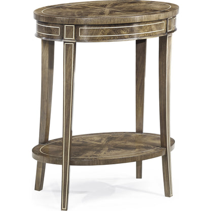 Sherwood Oak Mahogany Oval Lamp Table by Jonathan Charles in brown and light antique mahogany. Made from acacia in a traditional style.