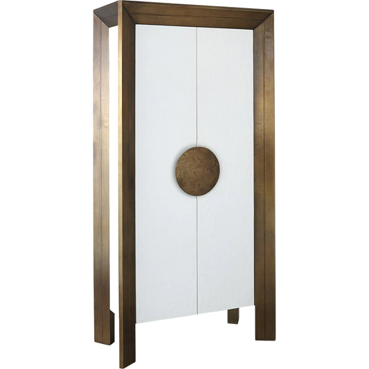 Framed Tall Cabinet by Global Views. Made from aluminum, resin, wood, aluminum handles in a modern style.