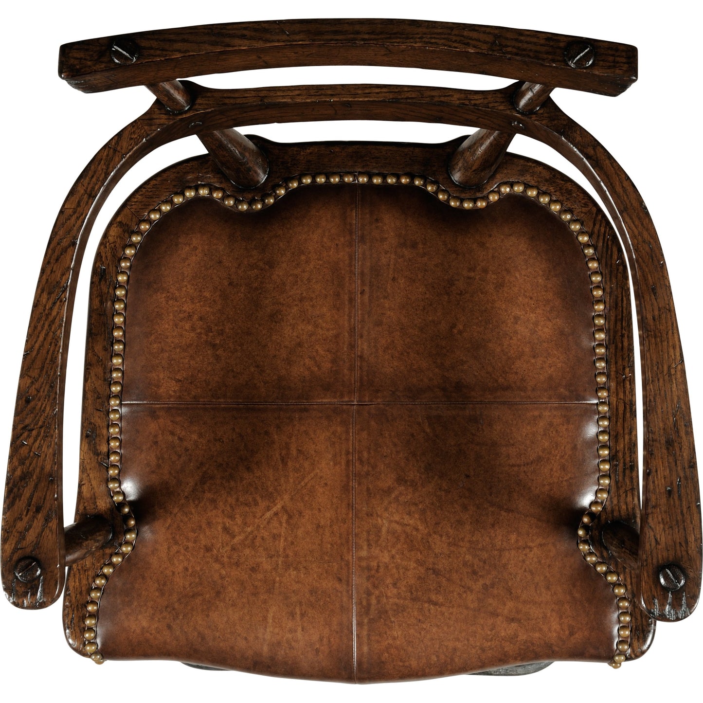 003 SR-847231 | Additional Silo | Casual Accents Tudor Oak Studded Leather Bar Stool by Jonathan Charles in brown and dark brown tudor oak. Made from oak in a rustic style.