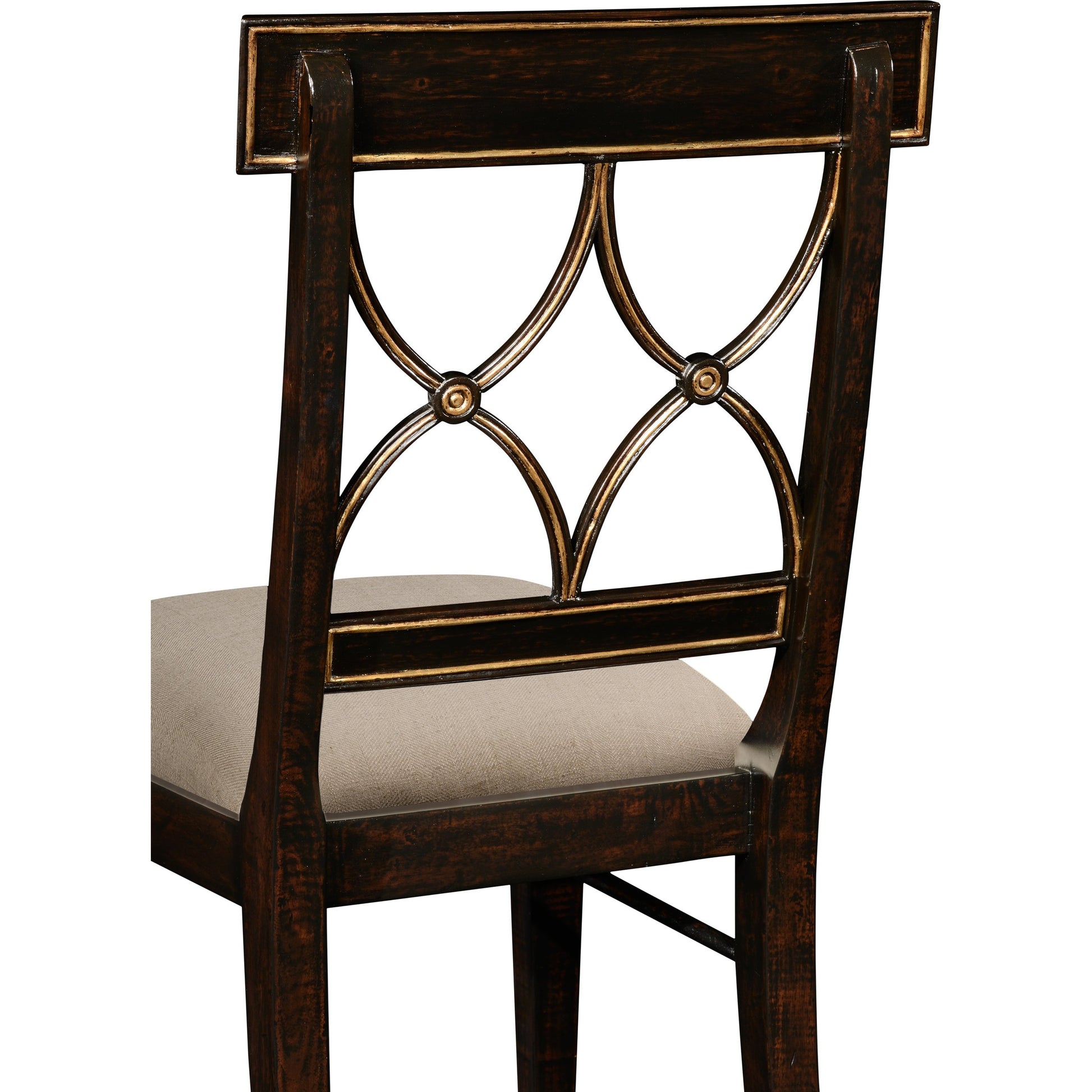 Kensington Regency Black Painted Curved Back Dining Chair by Jonathan Charles in ebonised. Made from acacia in a traditional style.