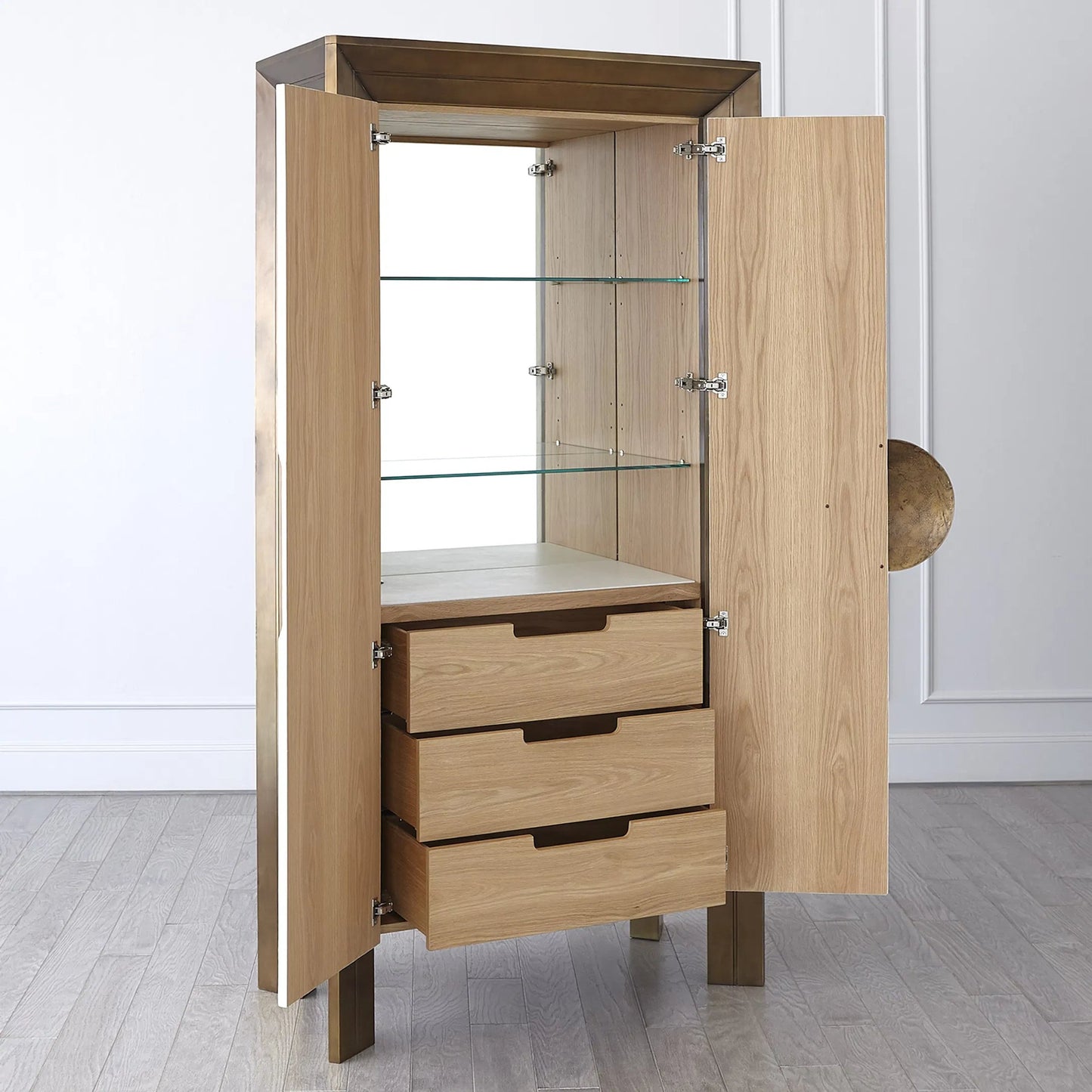 008 SR-892012 | Additional Silo | Framed Tall Cabinet by Global Views. Made from aluminum, resin, wood, aluminum handles in a modern style.
