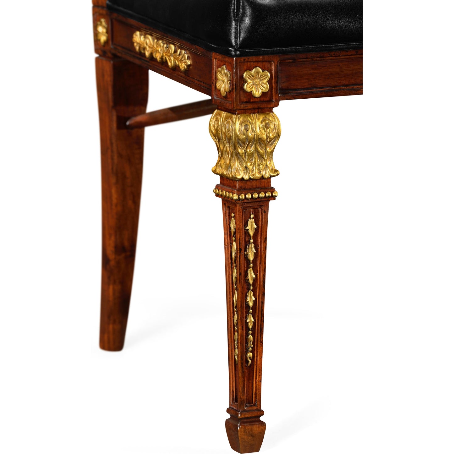 005 SR-846952 | Additional Silo | Icarus Empire Angel Wing Side Chair, Upholstered Antique Caviar Black Leather by Jonathan Charles in brown and medium walnut. Made from acacia in a eclectic & global style.