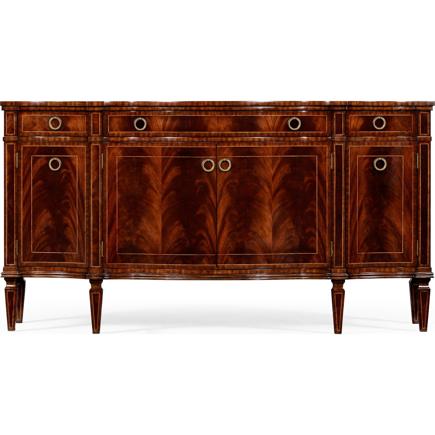 002 SR-846122 | Additional Silo | Buckingham Serpentine Mahogany Credenza by Jonathan Charles in brown and medium antique mahogany. Made from acacia in a traditional style.