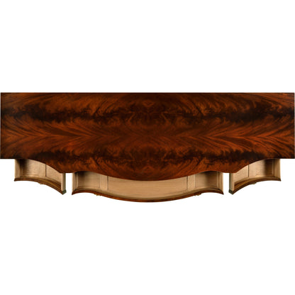Buckingham Serpentine Mahogany Credenza by Jonathan Charles in brown and medium antique mahogany. Made from acacia in a traditional style.