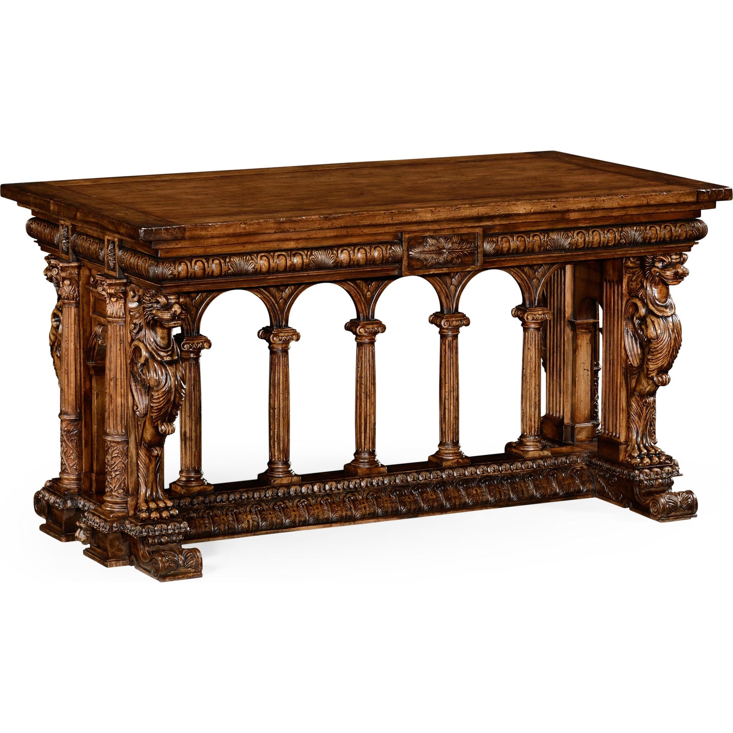 001 SR-847490 | Additional Silo | Windsor French Renaissance Style Library Table by Jonathan Charles in brown and medium antique walnut. Made from acacia in a traditional style.