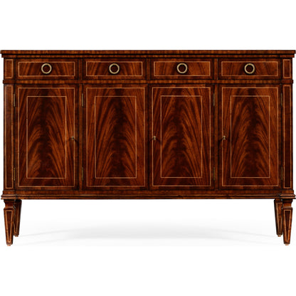 Buckingham Regency Style Mahogany Credenza by Jonathan Charles in brown and medium antique mahogany. Made from acacia in a traditional style.