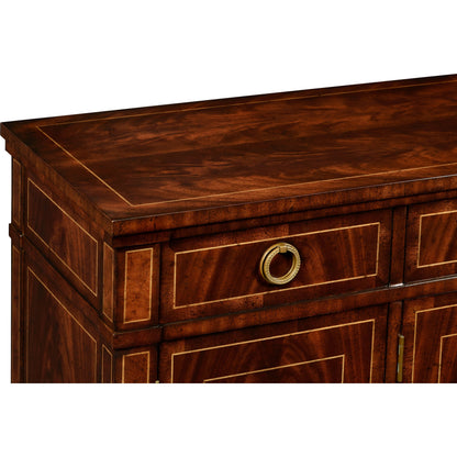 Buckingham Regency Style Mahogany Credenza by Jonathan Charles in brown and medium antique mahogany. Made from acacia in a traditional style.