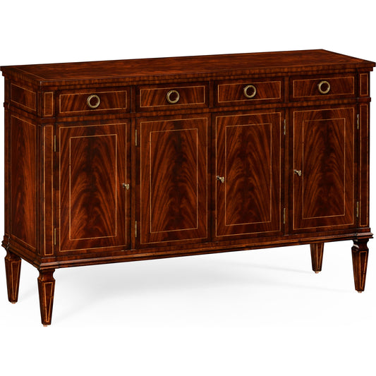 Buckingham Regency Style Mahogany Credenza by Jonathan Charles in brown and medium antique mahogany. Made from acacia in a traditional style.