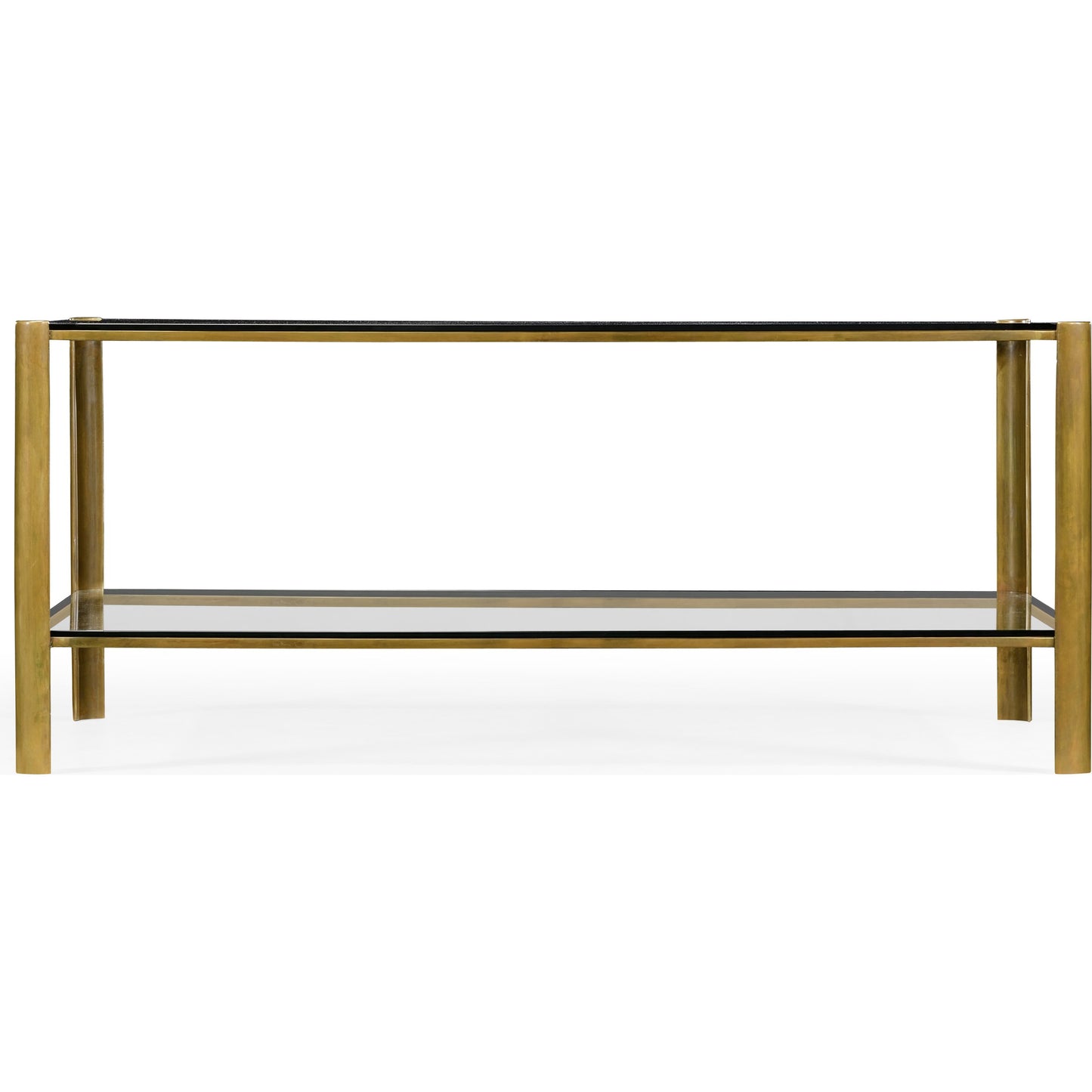 002 SR-846427 | Additional Silo | Cosmo Brass & Glass Coffee Table by Jonathan Charles in light antique brass. Made from brass in a transitional style.