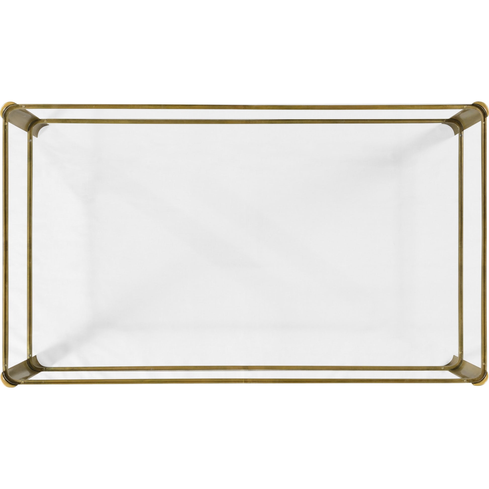 Cosmo Brass & Glass Coffee Table by Jonathan Charles in light antique brass. Made from brass in a transitional style.