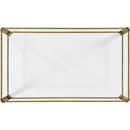 Cosmo Brass & Glass Coffee Table by Jonathan Charles in light antique brass. Made from brass in a transitional style.