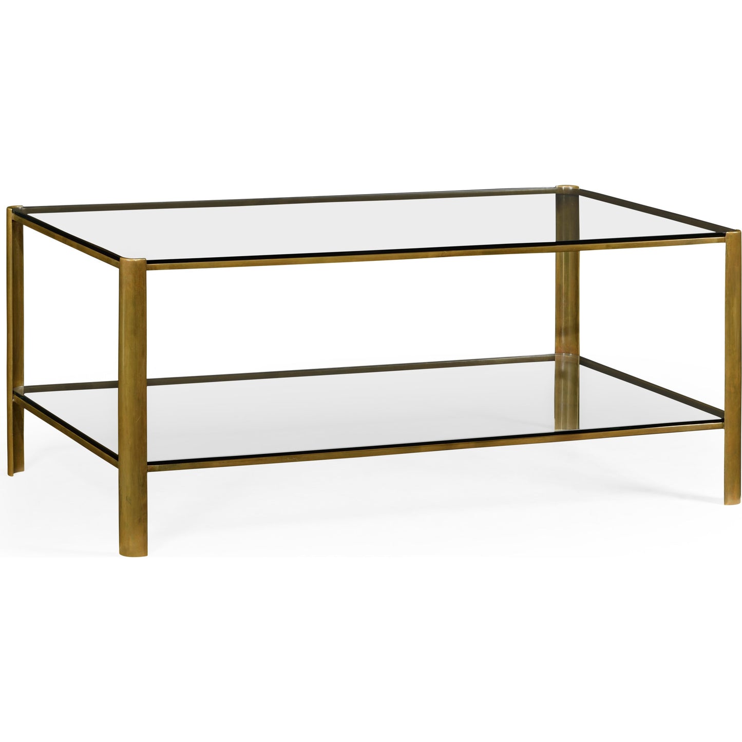 001 SR-846427 | Primary Silo | Cosmo Brass & Glass Coffee Table by Jonathan Charles in light antique brass. Made from brass in a transitional style.