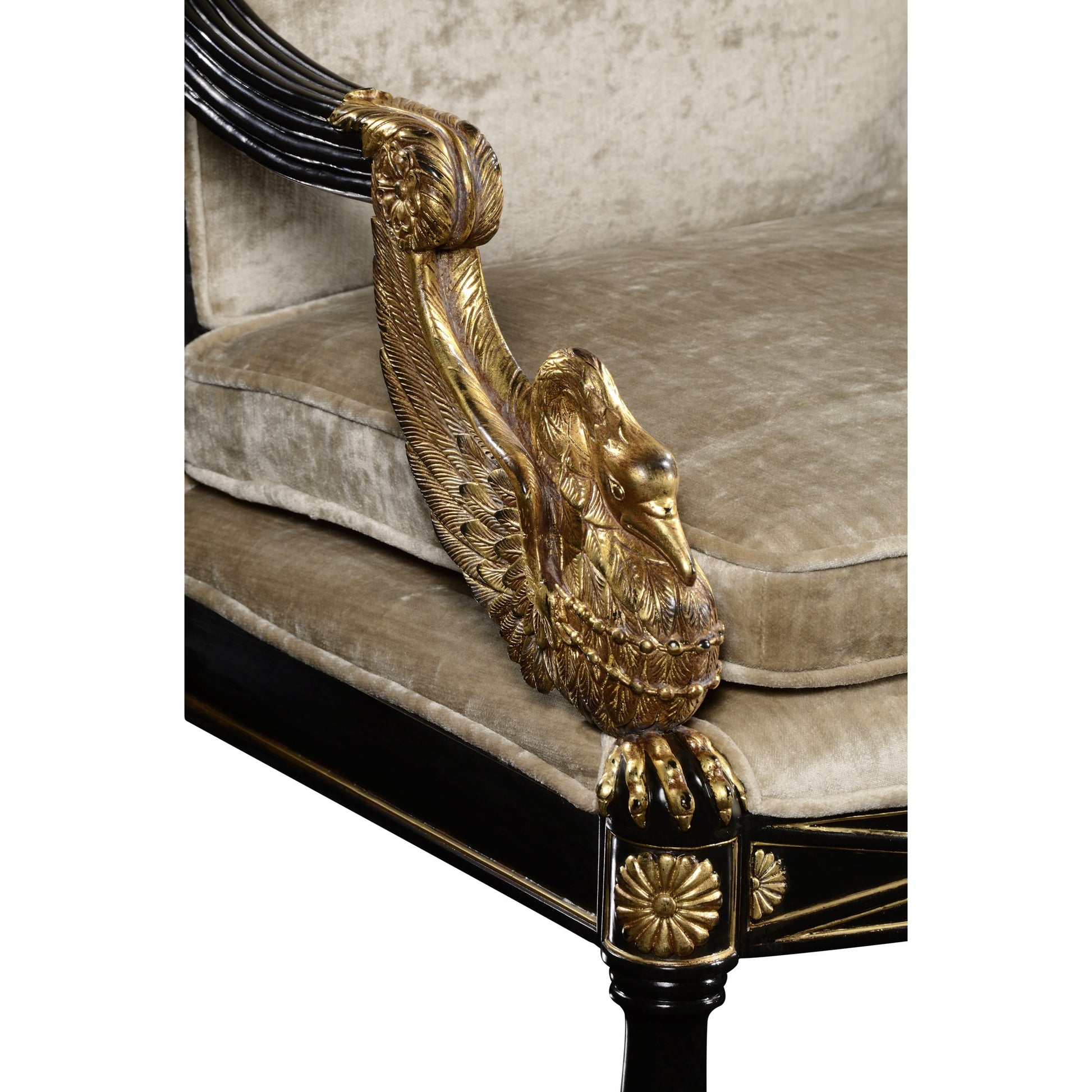 Tribeca Swan Arm Chair by Jonathan Charles in black and painted formal black. Made from acacia in a traditional style.