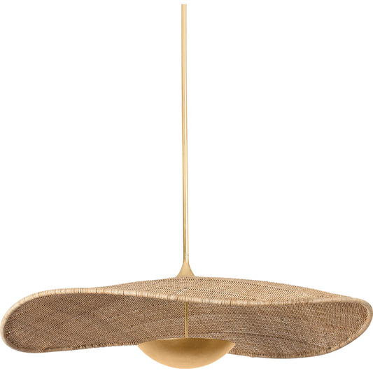 Shiloh Pendant by Hudson Valley in vintage gold leaf. Made from natural woven in a unique style.