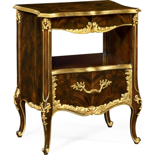 Country Farmhouse Mahogany & Gilded Nightstand by Jonathan Charles in brown and antique mahogany brown - high lustre. Made from acacia in a traditional style.