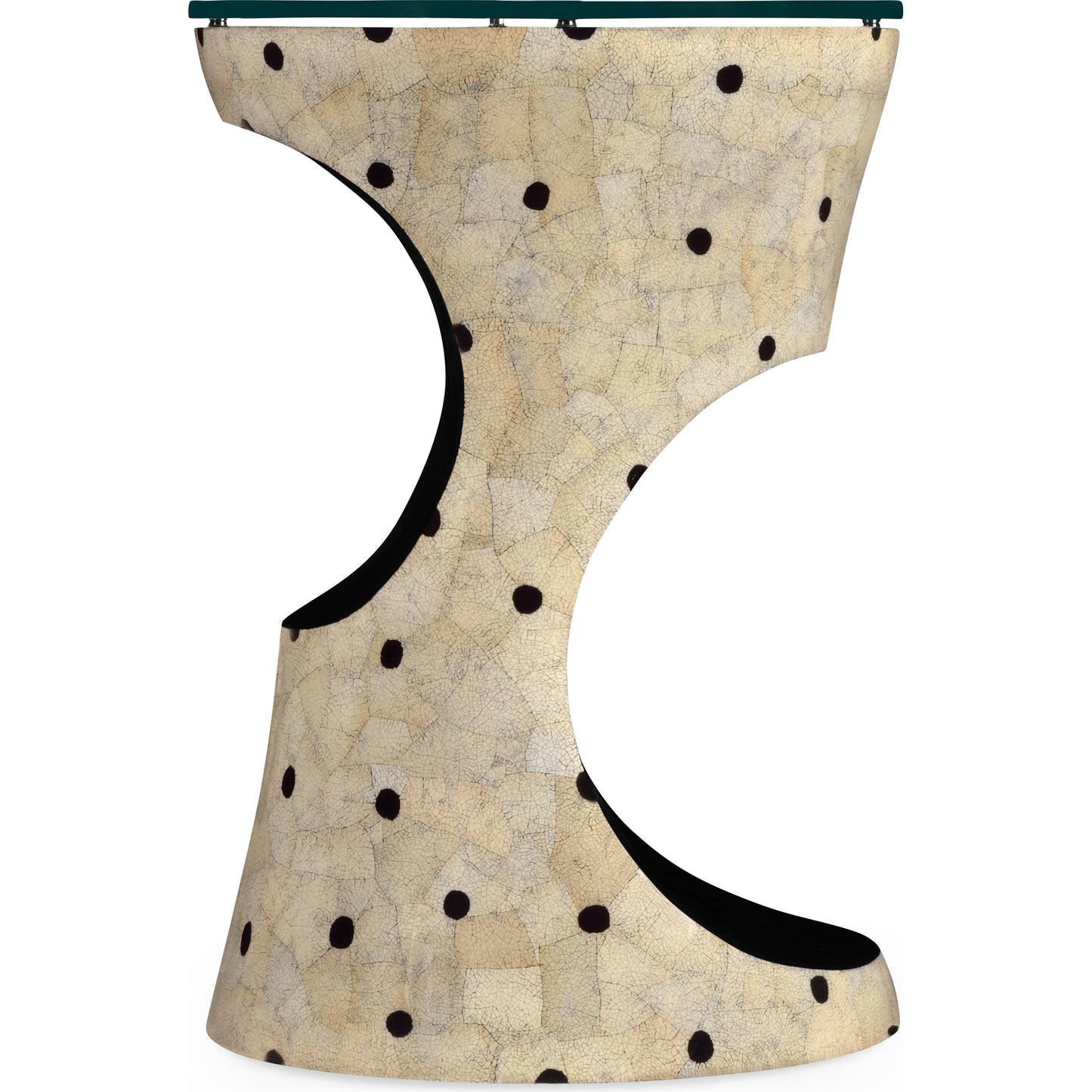 002 SR-846741 | Additional Silo | Eclectic Round Cut-Out Lamp Table by Jonathan Charles in dalmatian eggshell. Made from resin in a modern style.