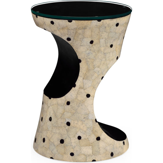 001 SR-846741 | Additional Silo | Eclectic Round Cut-Out Lamp Table by Jonathan Charles in dalmatian eggshell. Made from resin in a modern style.