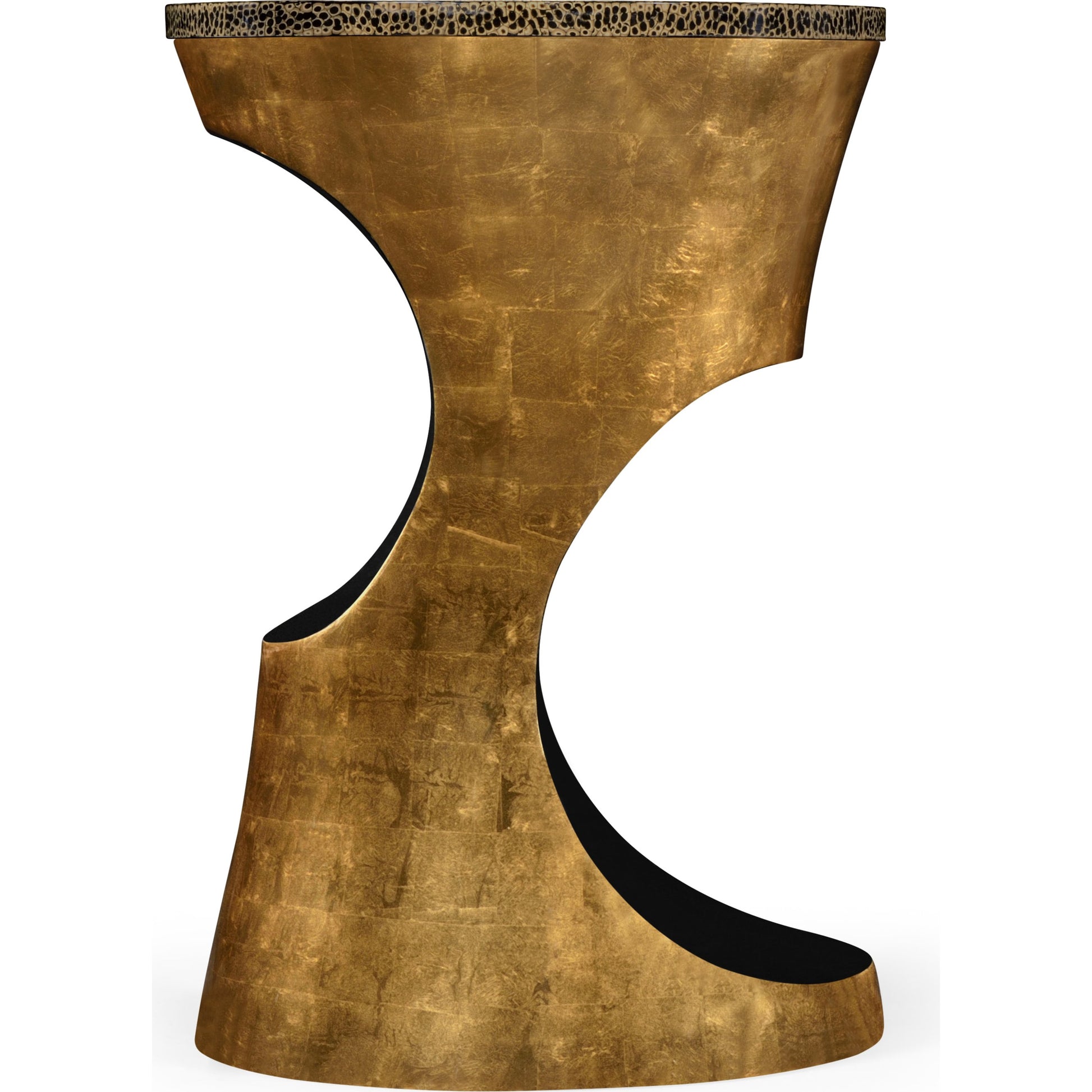Eclectic Round Cut-Out Lamp Table by Jonathan Charles in dalmatian eggshell. Made from resin in a modern style.