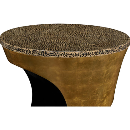 Eclectic Round Cut-Out Lamp Table by Jonathan Charles in dalmatian eggshell. Made from resin in a modern style.