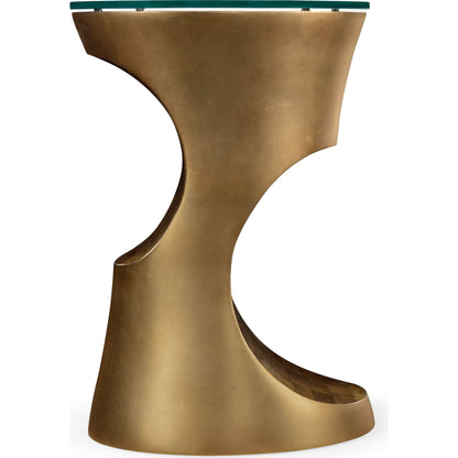 Eclectic Round Cut-Out Lamp Table by Jonathan Charles in dalmatian eggshell. Made from resin in a modern style.